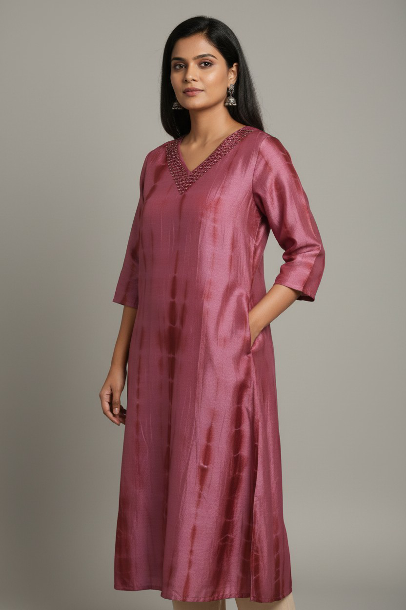 Mirror Worked Rayon Kurthi