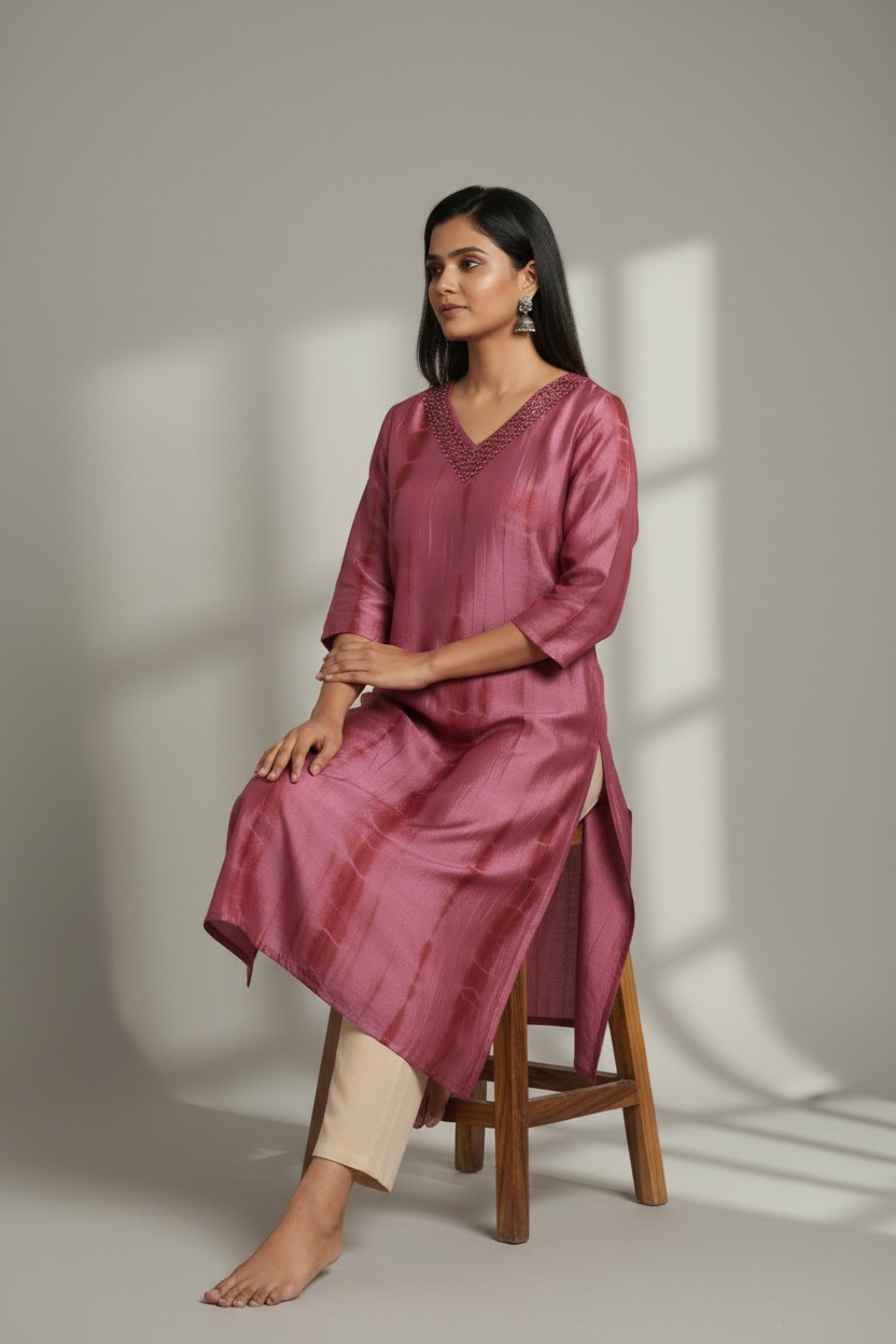 Mirror Worked Rayon Kurthi