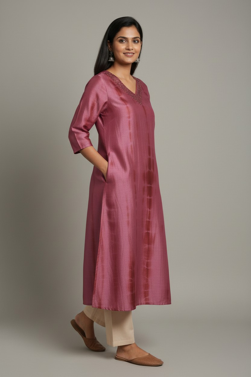 Mirror Worked Rayon Kurthi
